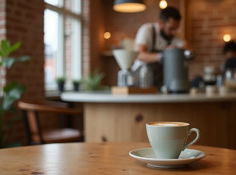 Specialty Coffee Café im Belgischen Viertel Köln — minimalistisches Interieur mit Holzmöbeln und Kaffeebar