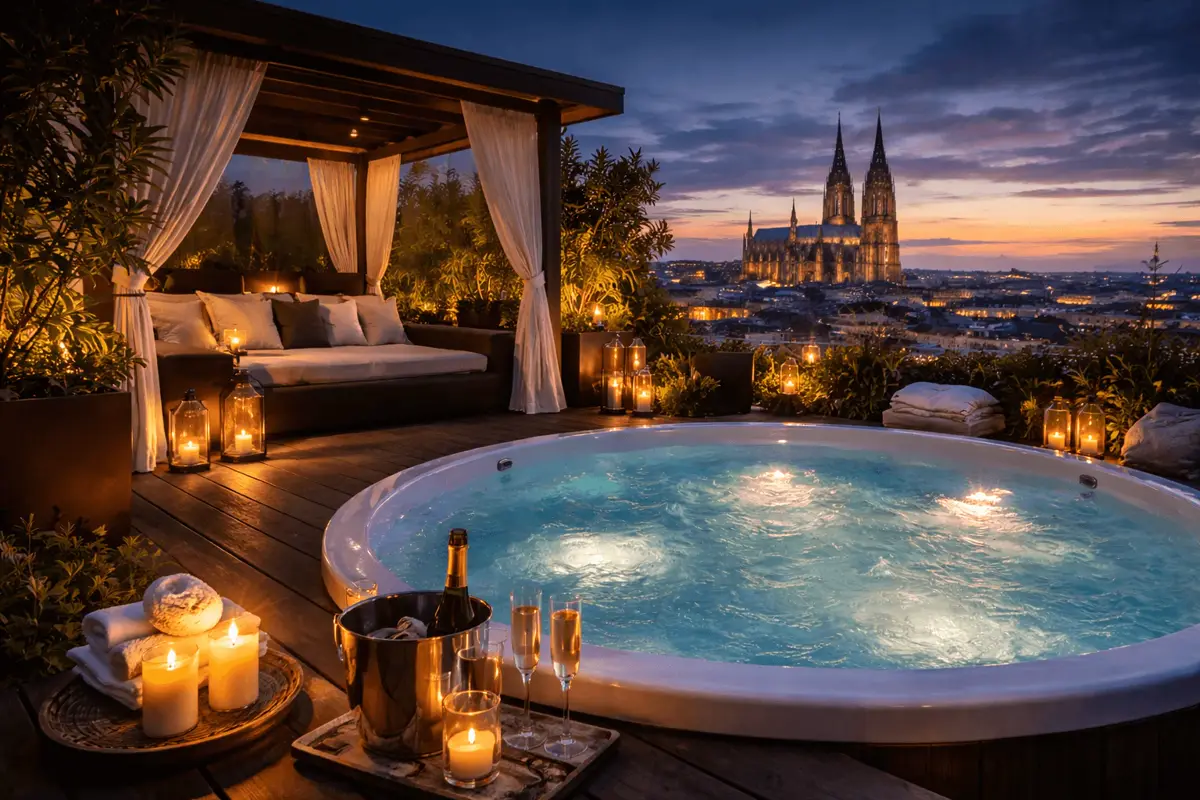 Private Whirlpool-Sauna im Luxus Airbnb Köln